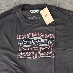 Levi's Black Tee with Red and Pink Graphic
